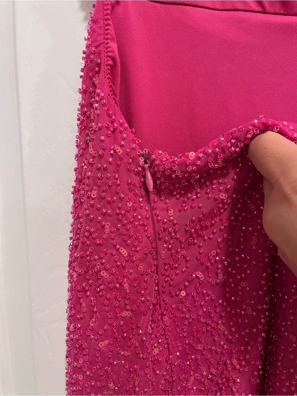 Oh Polly Emilion Embellished Cut Out Mini Beaded Dress Fuschia Hot Pink Size 6 - Picture 7 of 8